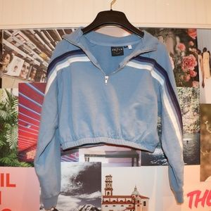 Blue cropped half-zip